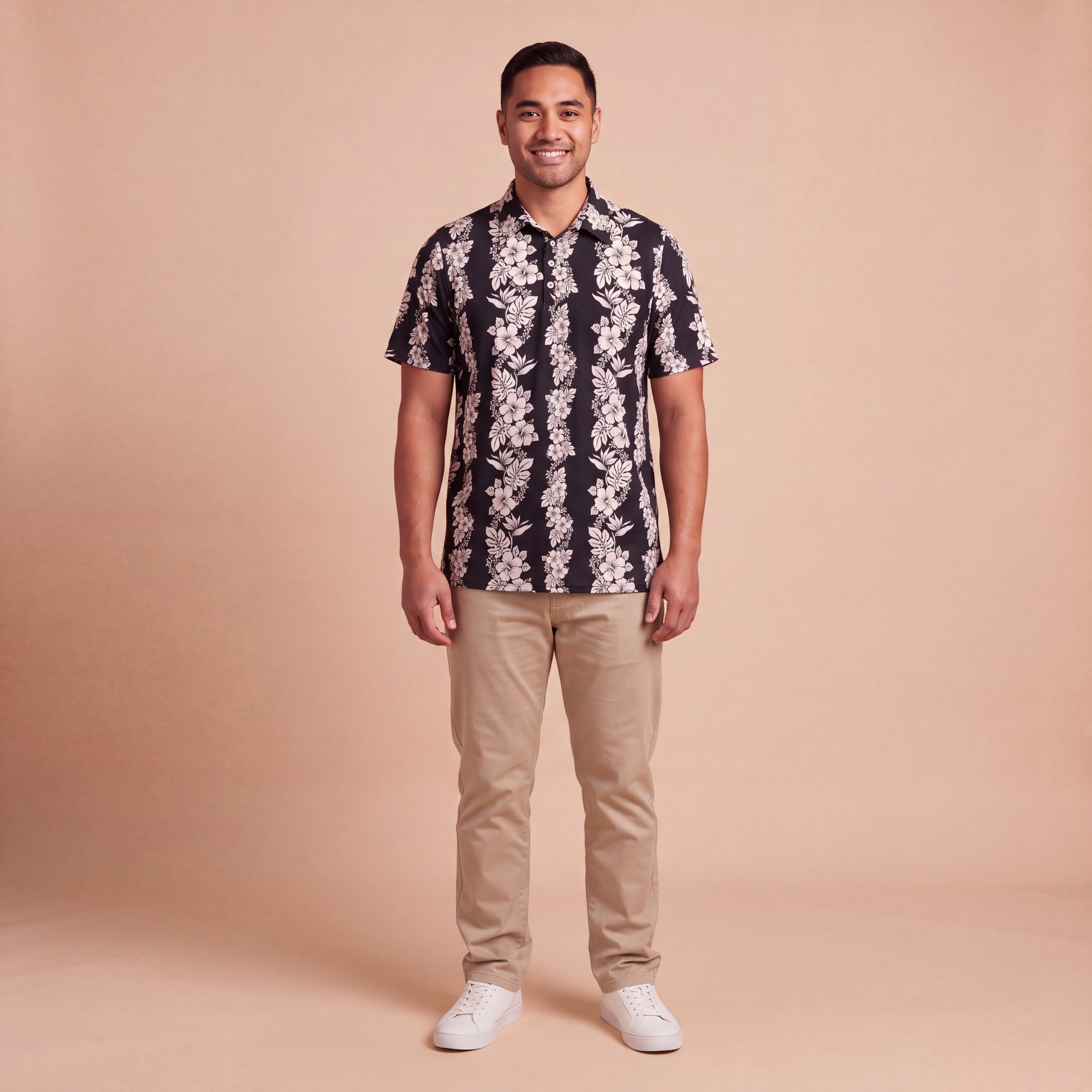 Black Mauna lani Mens's collared Shirt