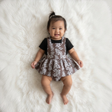 Brown Mauna lani Denim Quilt Ruffled Onesie