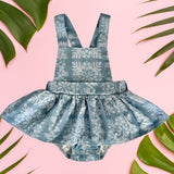 Light Blue Quilt Denim Ruffled Onesie