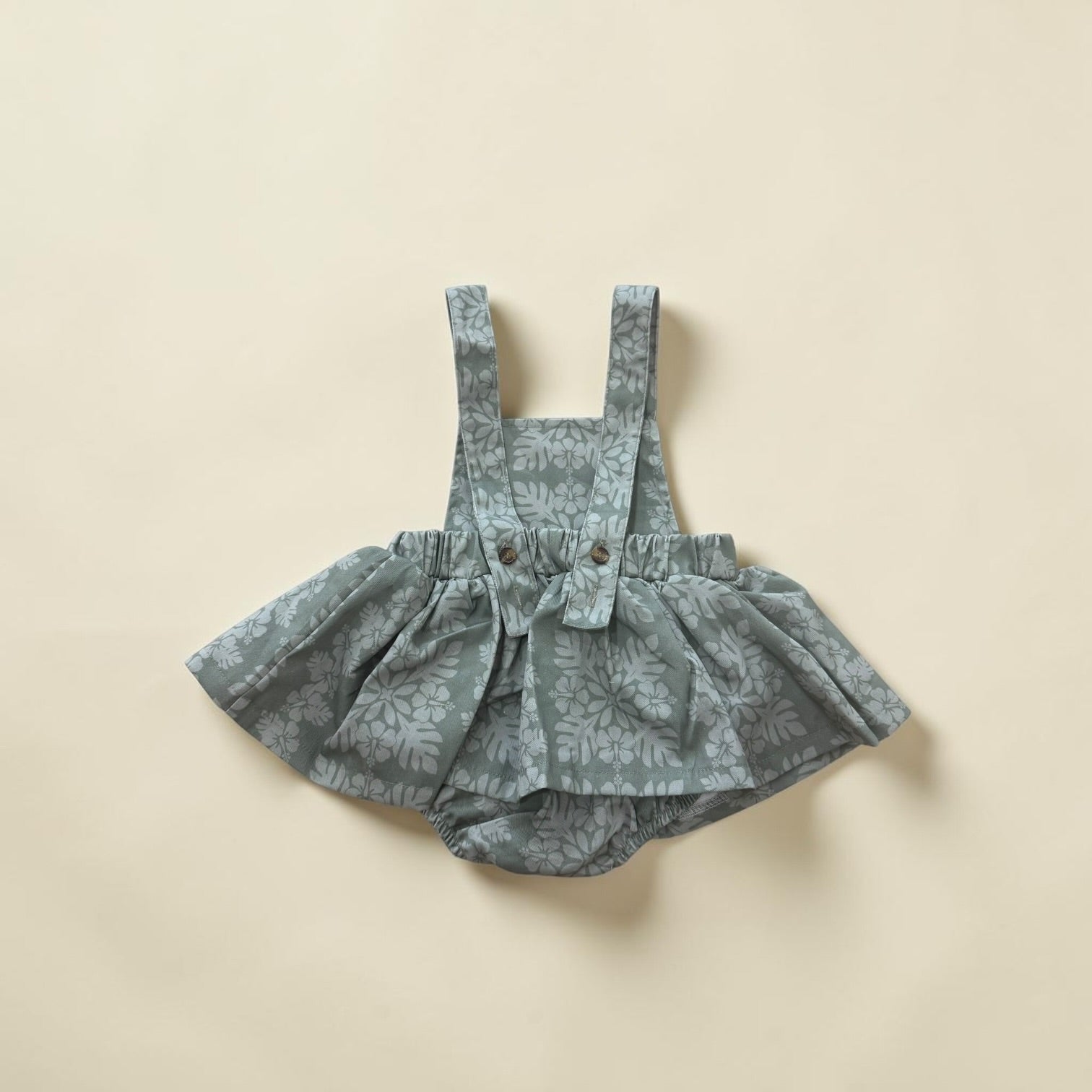 Sage Green Denim Quilt Ruffled Onesie