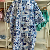 Adult Blue Tropical Kapa Hooded Towel