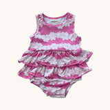 Pink Gardenia lei Ruffle Tank Romper
