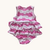 Pink Gardenia lei Ruffle Tank Romper