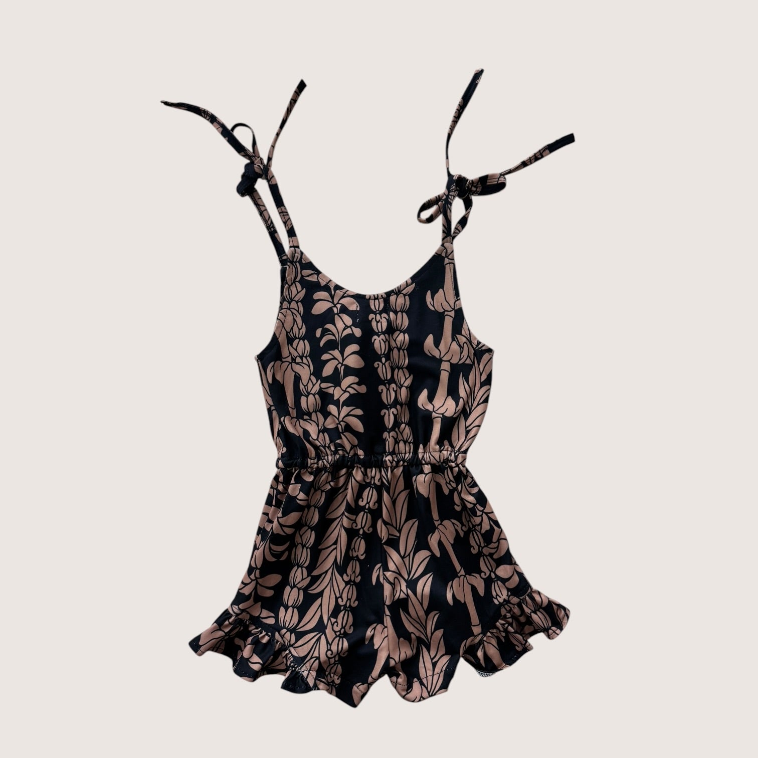Black/Brown Lei New Tie Romper
