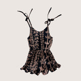 Black/Brown Lei New Tie Romper