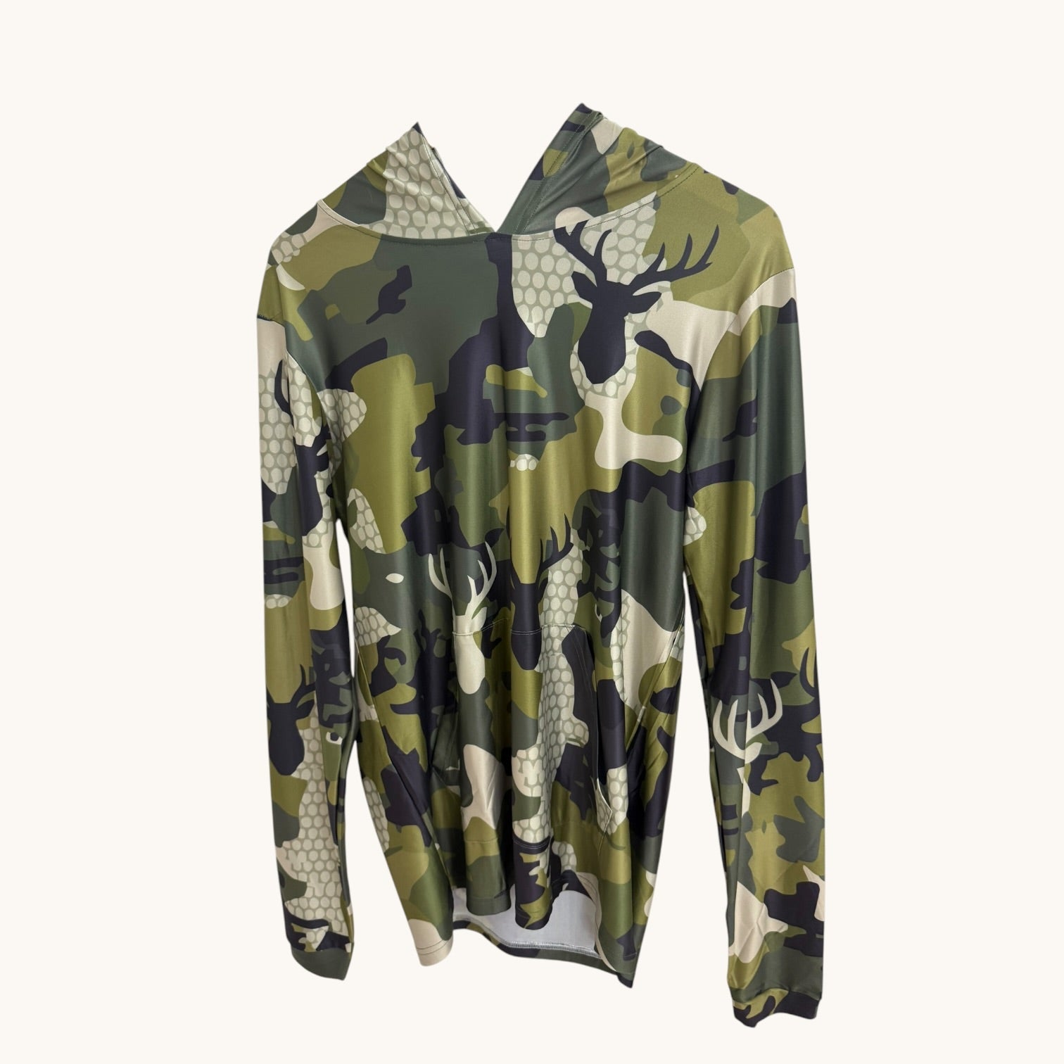 Adult Island Camo Stag Dri Fit Hooded Long Sleeve Tee - Sweet Sweet Honey Hawaii