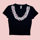 Aloha Lei Black Baby Tee - Sweet Sweet Honey Hawaii