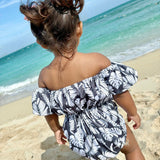 Black Palm Off the Shoulder Onesie - Sweet Sweet Honey Hawaii