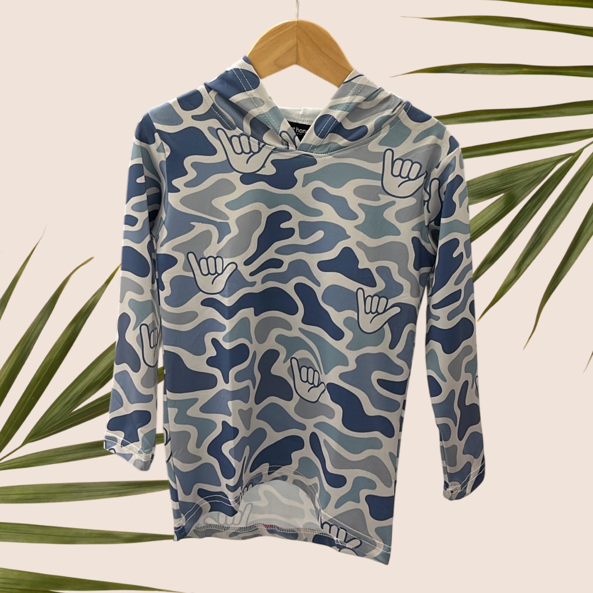 Blue Camo Shaka Dri Fit hooded Long sleeve - Sweet Sweet Honey Hawaii