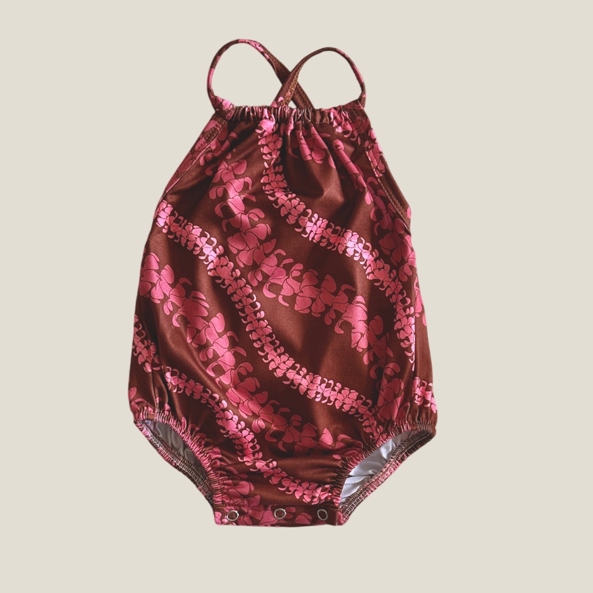Brown Lei Puakenikeni Halter romper - Sweet Sweet Honey Hawaii