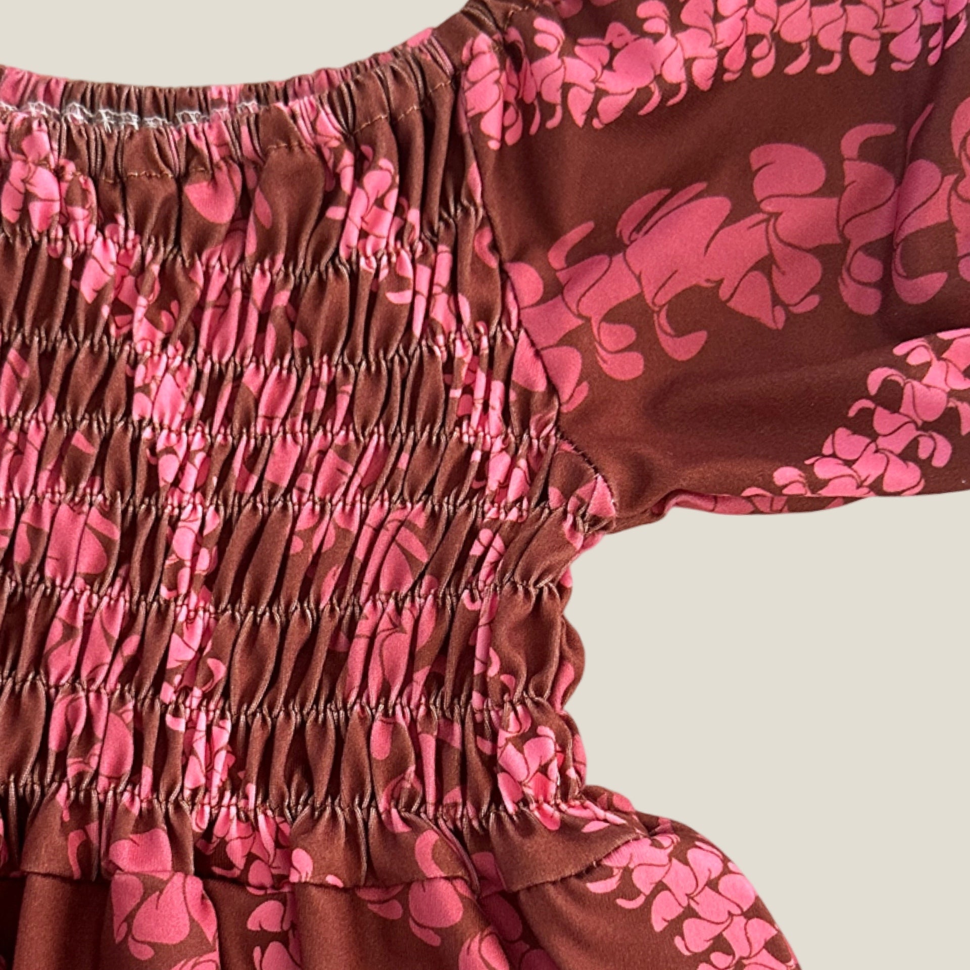 Brown Lei Puakenikeni Sleeved Melody Romper - Sweet Sweet Honey Hawaii
