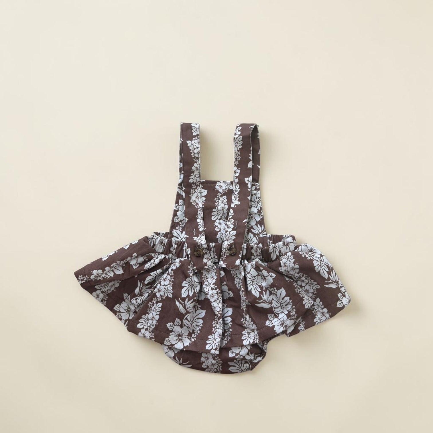 Brown Mauna lani Denim Quilt Ruffled Onesie - Sweet Sweet Honey Hawaii