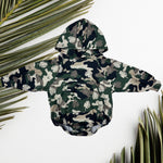 Camo Monstera Long sleeve Hooded Onesie - Sweet Sweet Honey Hawaii