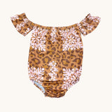 Cheetah Hibiscus Off the shoulder Onesie - Sweet Sweet Honey Hawaii
