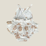 Cream Hibiscus Ruffle Halter Romper - Sweet Sweet Honey Hawaii