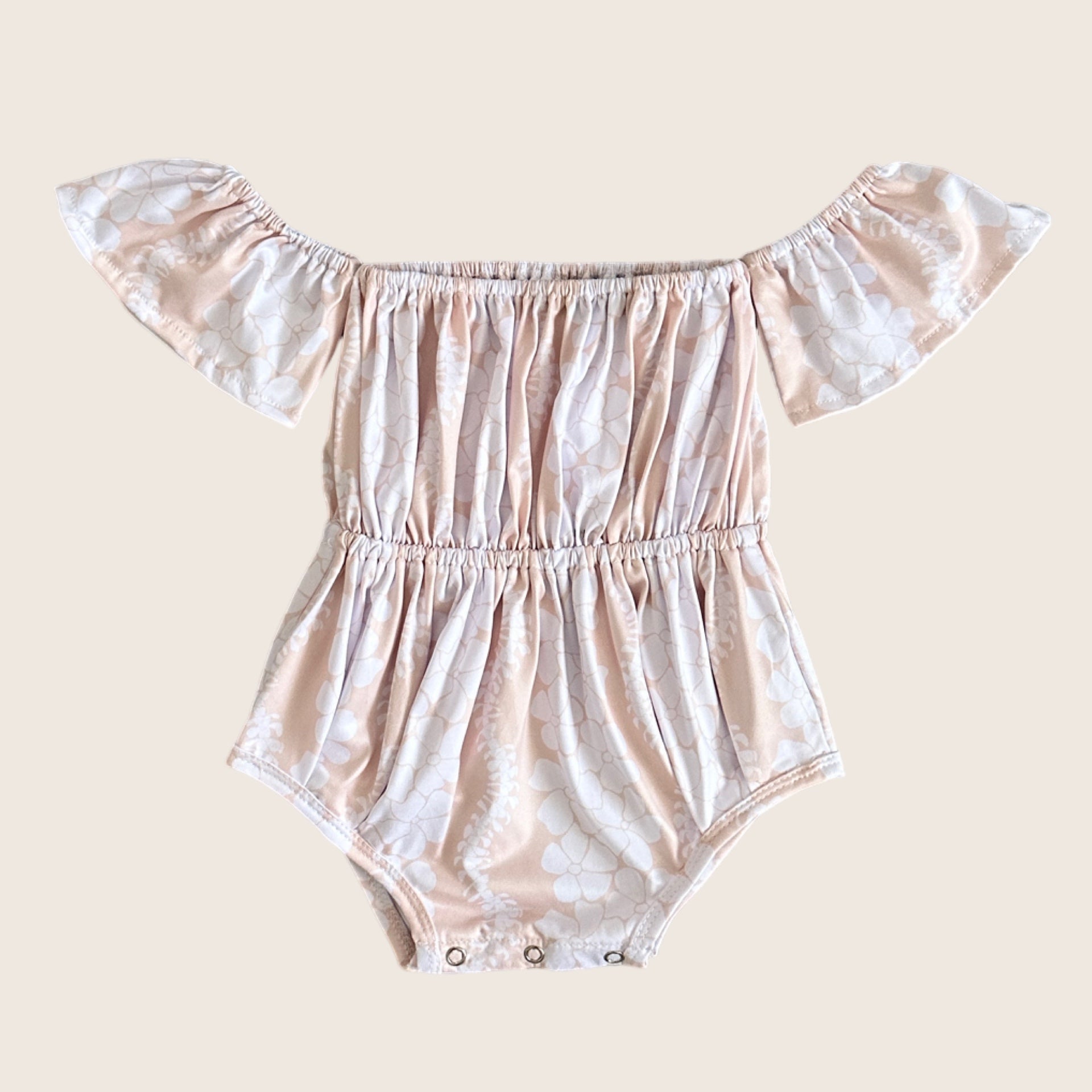 Cream Puakenikeni Off the Shoulder Onesie - Sweet Sweet Honey Hawaii