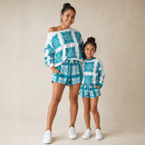 Girl's Teal (White Quilt) Shorts - Sweet Sweet Honey Hawaii