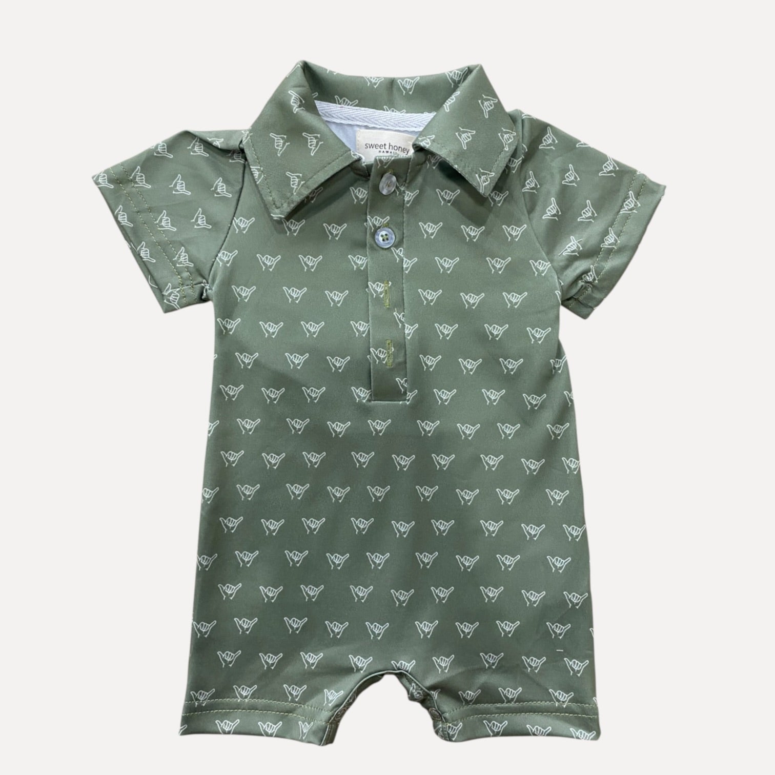 Green Shaka Collared Jumpsuit - Sweet Sweet Honey Hawaii