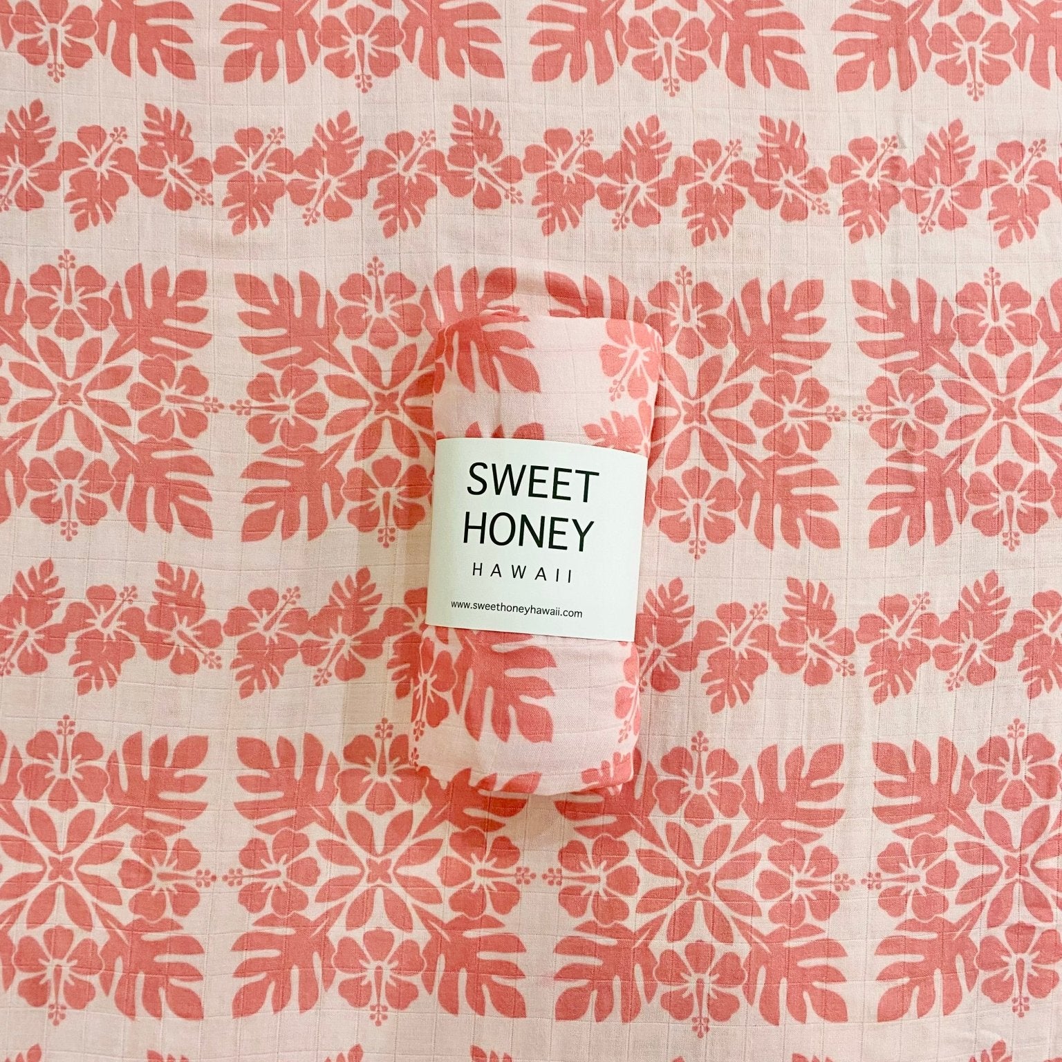 Hibiscus Quilt Pink Swaddle Blanket - Sweet Sweet Honey Hawaii