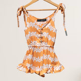 Honey Plumeria Shoulder Tie Romper - Sweet Sweet Honey Hawaii