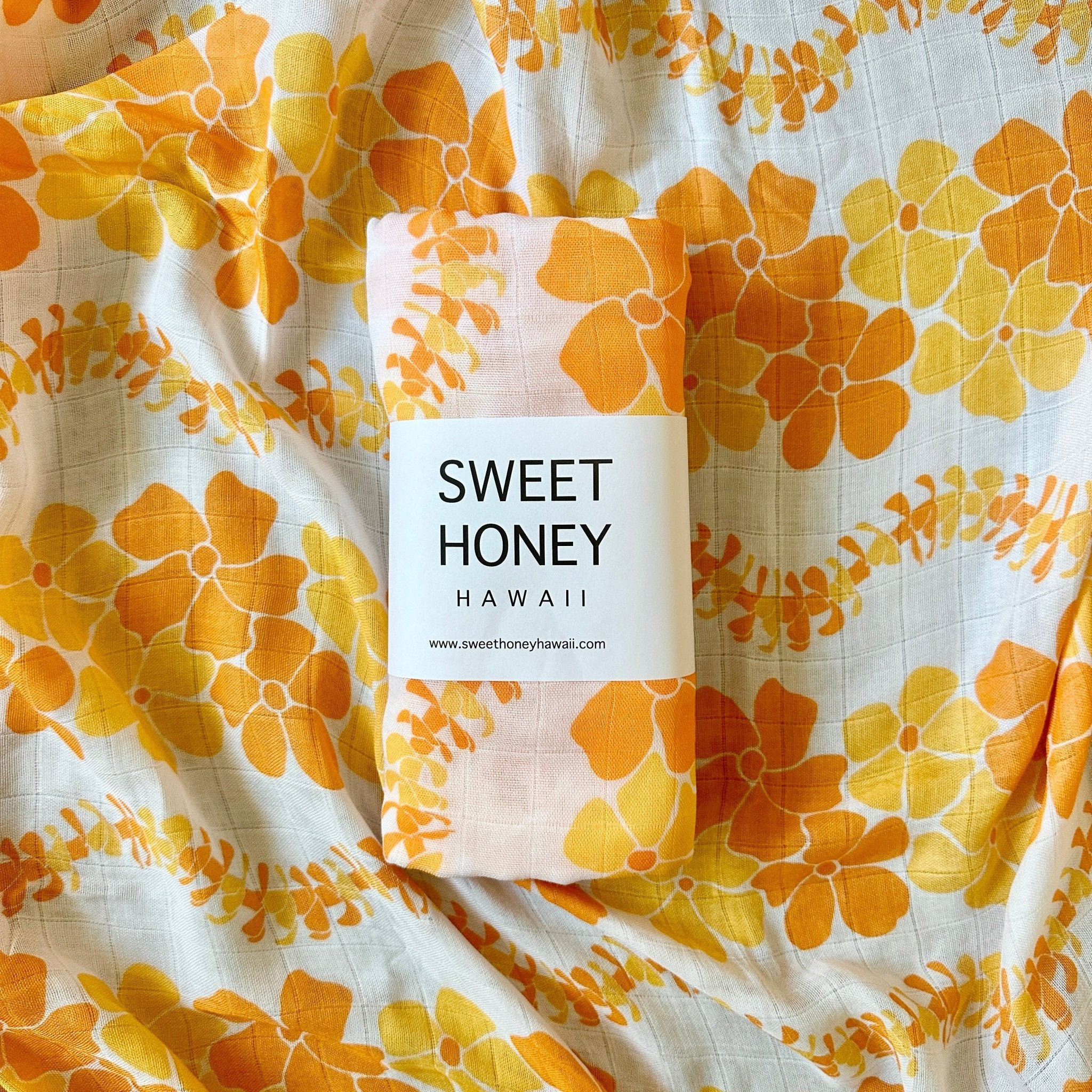 Honey Puakenikeni Bamboo Swaddle Blanket - Sweet Sweet Honey Hawaii