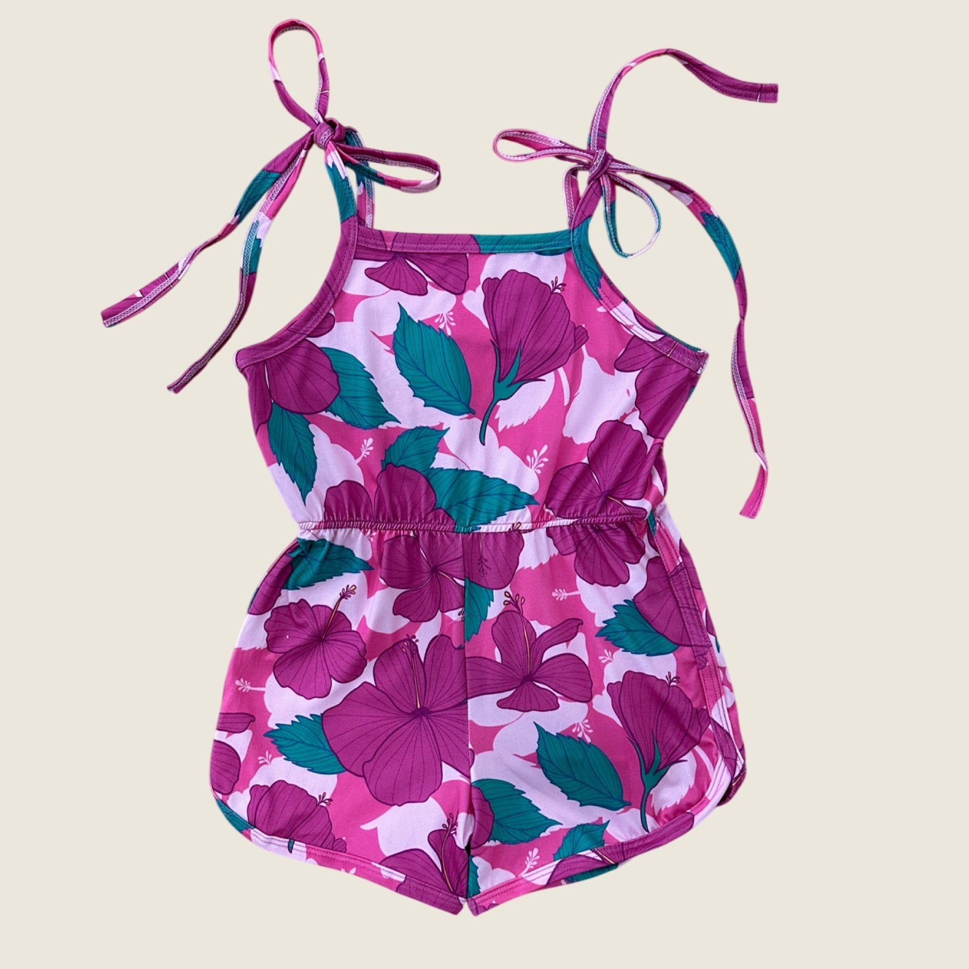 Island Pink Hibiscus Haleiwa Romper - Sweet Sweet Honey Hawaii