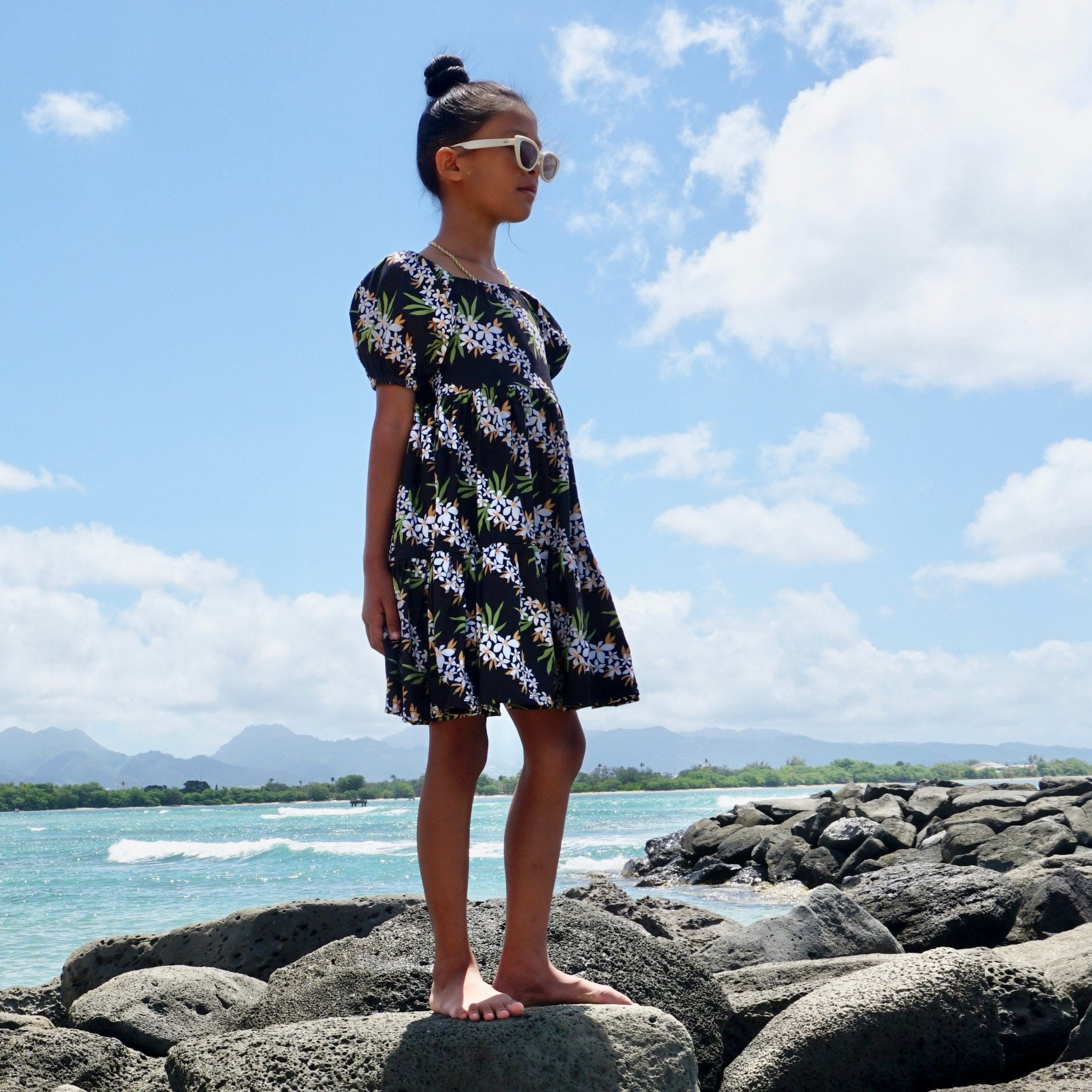 Lei Hiwa Black Gracie Dress - Sweet Sweet Honey Hawaii