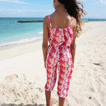 Magenta Puakenikeni Thin strap long jumpsuit - Sweet Sweet Honey Hawaii