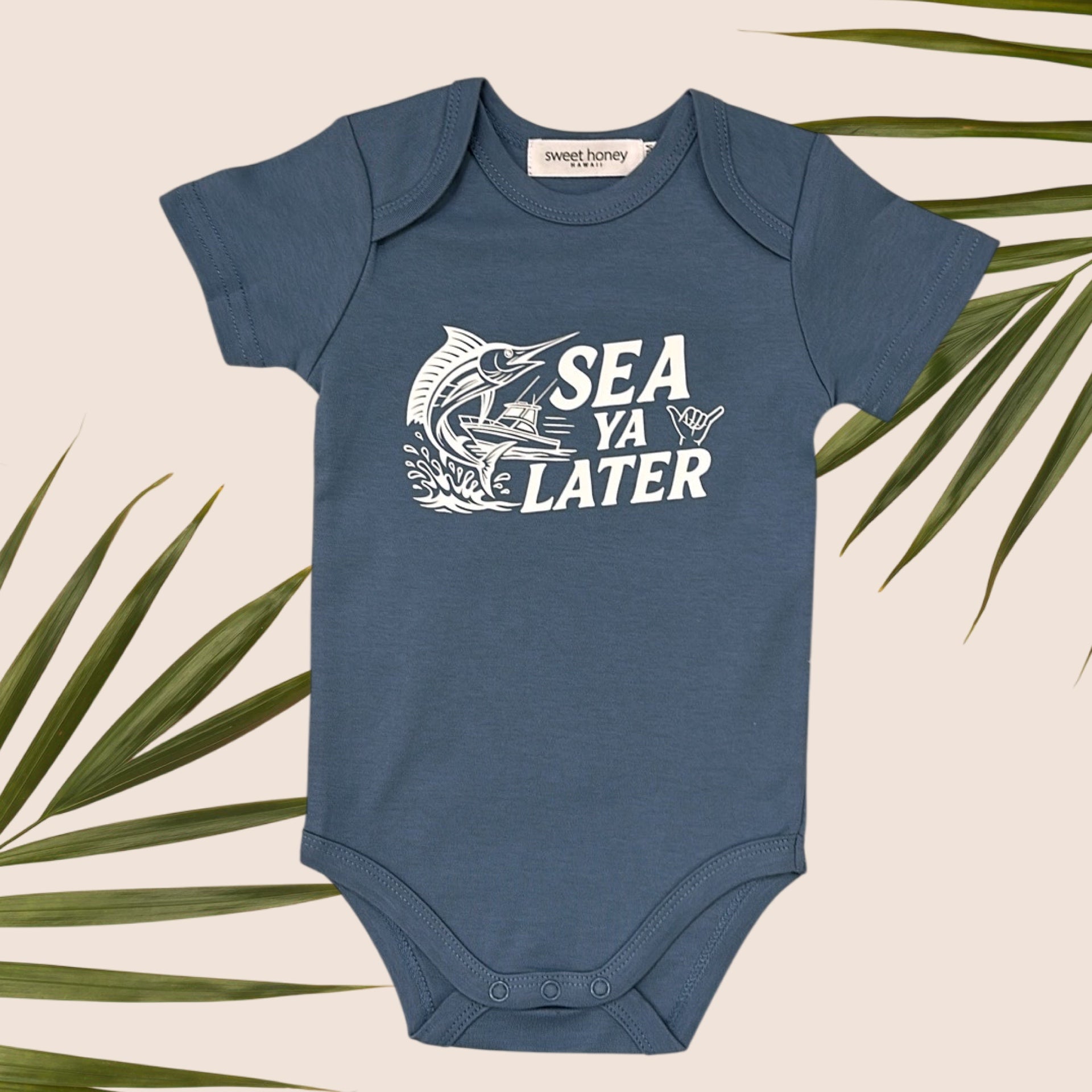 Marlin Sea Ya Later Blue Onesie - Sweet Sweet Honey Hawaii