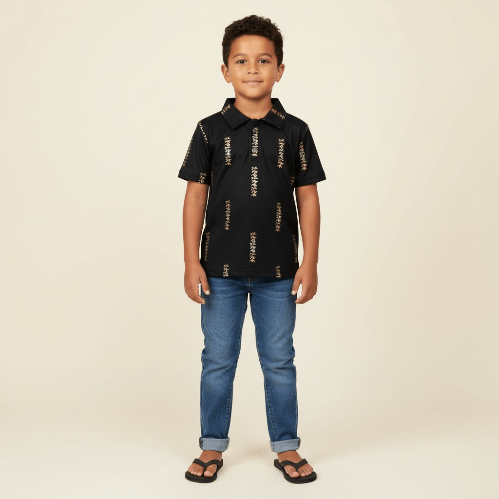 Melia Black collared shirt - Sweet Sweet Honey Hawaii