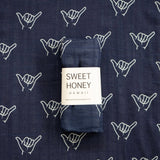 Navy Shaka Bamboo Swaddle Blanket - Sweet Sweet Honey Hawaii