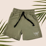 Olive Green Shaka Cotton Shorts - Sweet Sweet Honey Hawaii