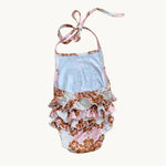 Palaka Quilt Ruffle Halter Romper - Sweet Sweet Honey Hawaii