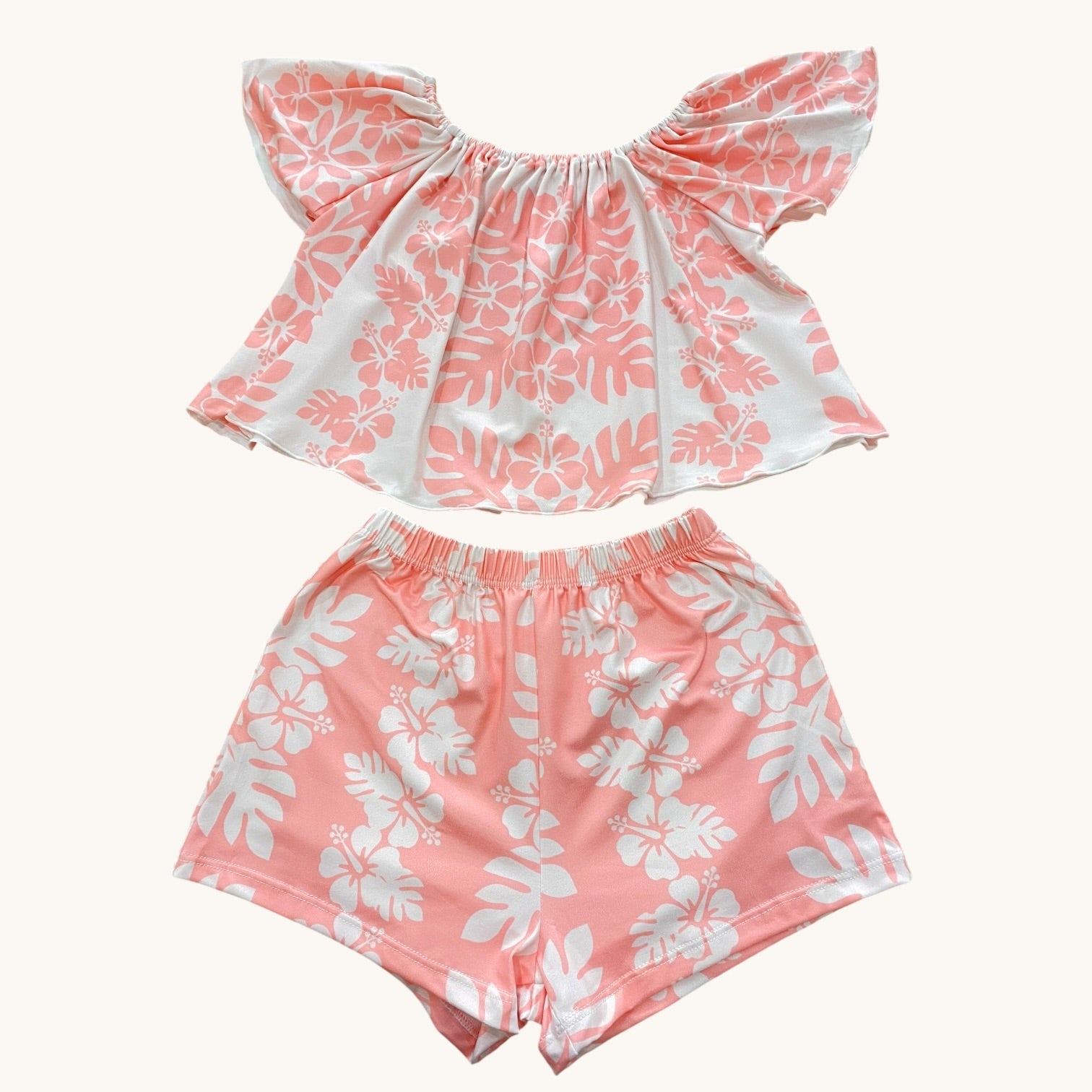 Pink/White Hibiscus Quilt Halia Set - Sweet Sweet Honey Hawaii