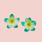 Plumeria Mini Clip: Aqua/Yellow - Sweet Sweet Honey Hawaii