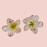 Plumeria Mini Clip: Clear/Green - Sweet Sweet Honey Hawaii