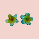 Plumeria Mini Clip: Dark Teal/ Yellow - Sweet Sweet Honey Hawaii