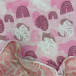 Rainbow monstera/Pink Tropical Jungle Reversible Quilt - Sweet Sweet Honey Hawaii