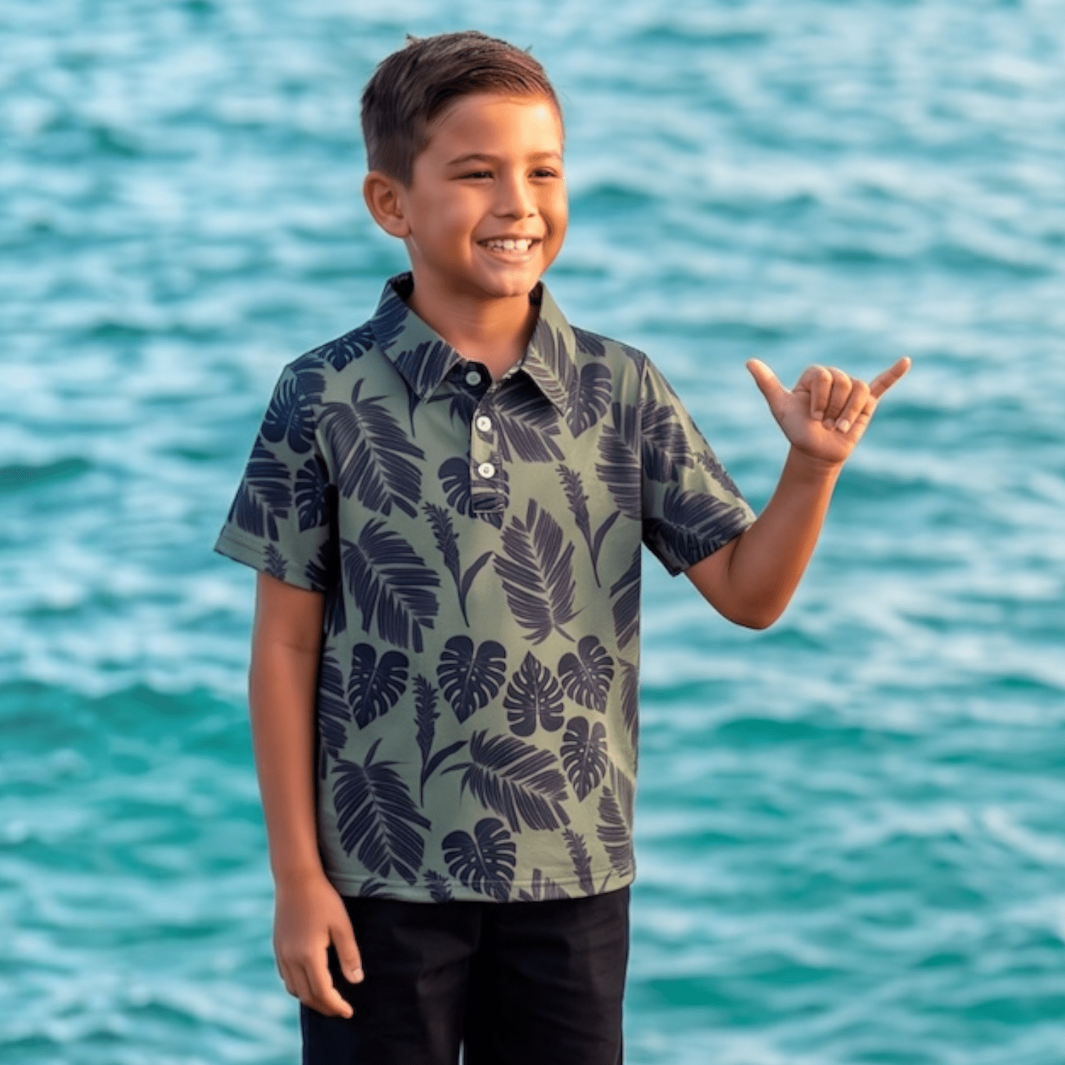 Sage Palm collared shirt - Sweet Sweet Honey Hawaii