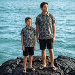 Sage Palm Men's collared Shirt - Sweet Sweet Honey Hawaii