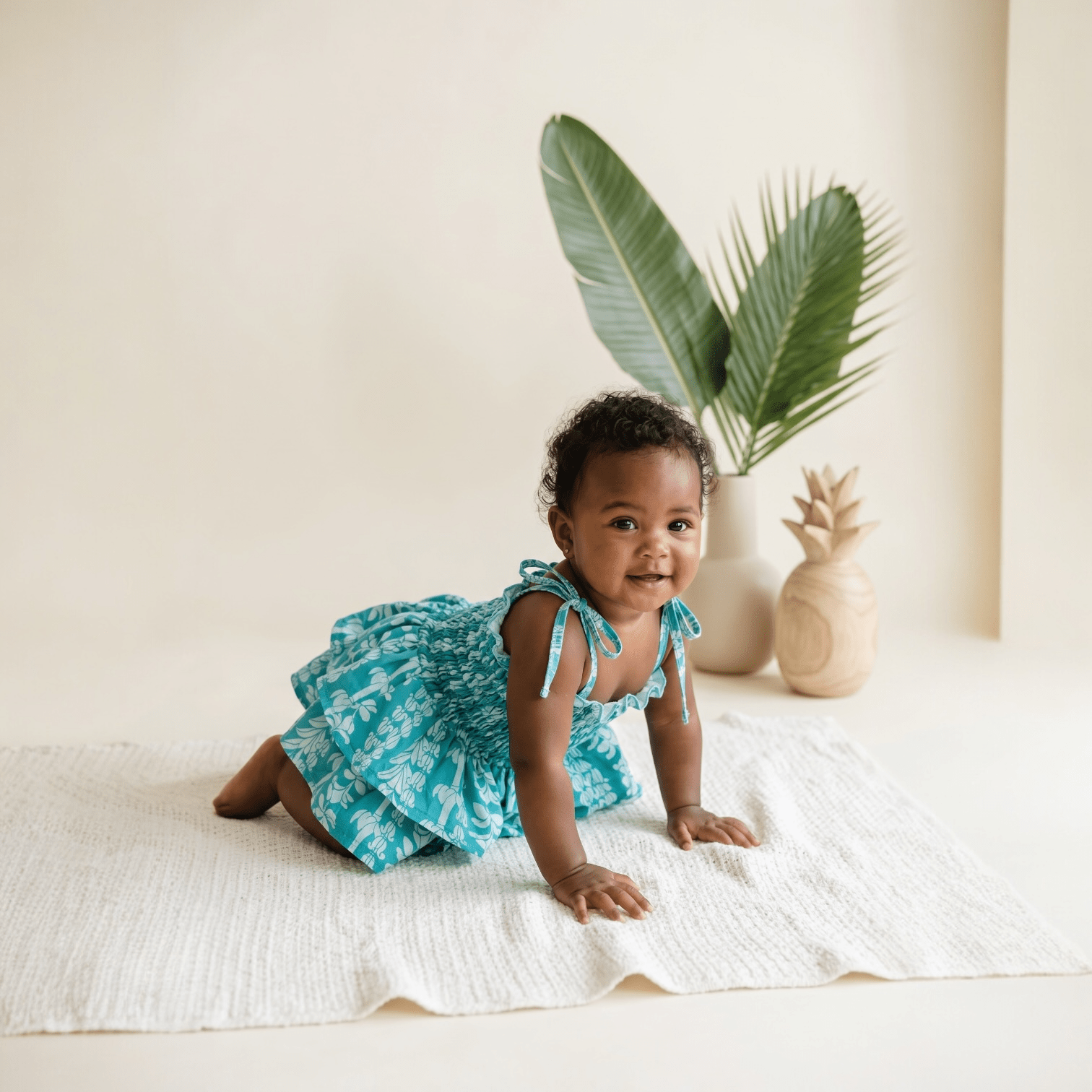 Teal Lei Melody Romper - Sweet Sweet Honey Hawaii
