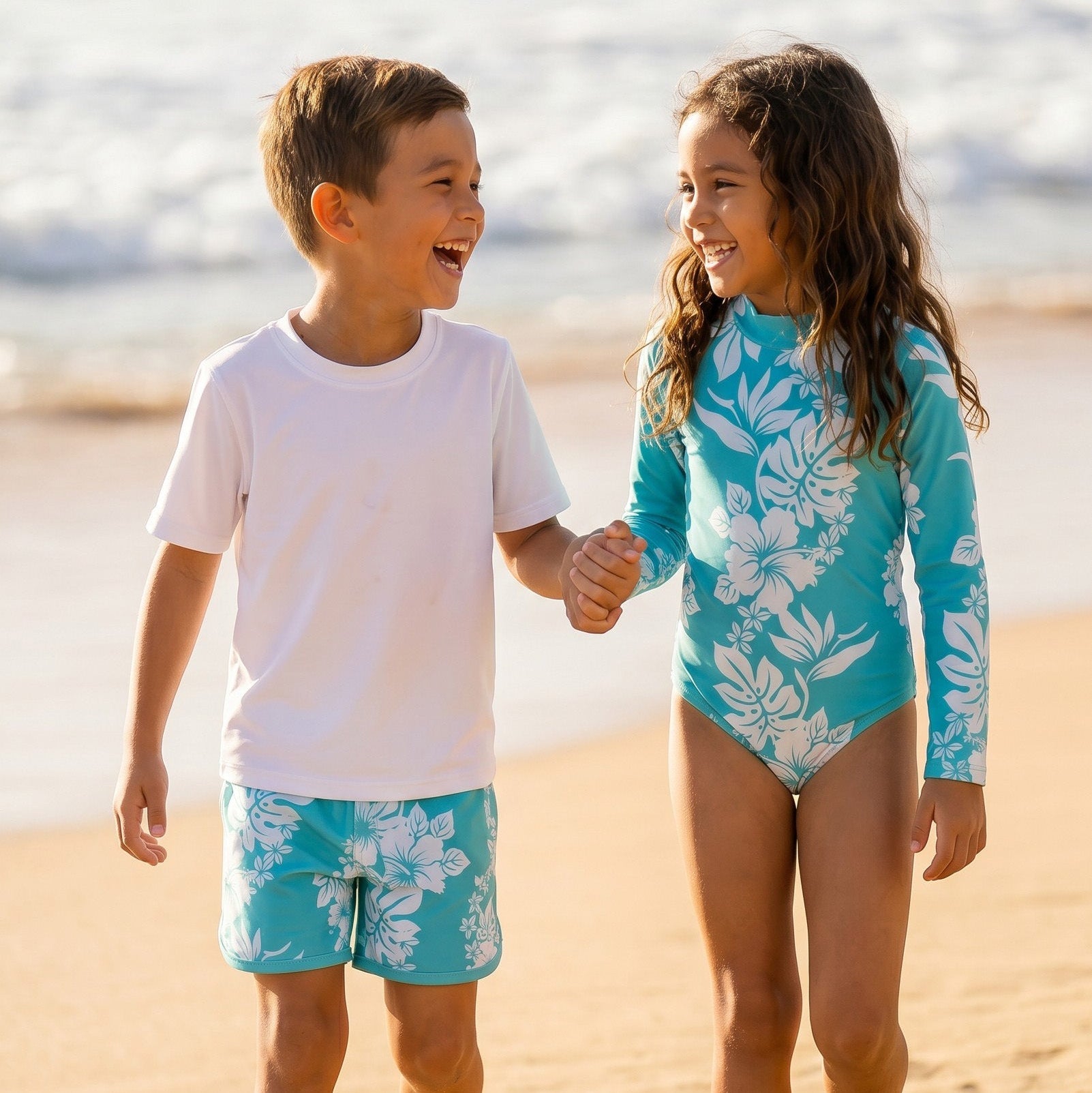 Teal Mauna Lani Long Sleeve Swimsuit - Sweet Sweet Honey Hawaii