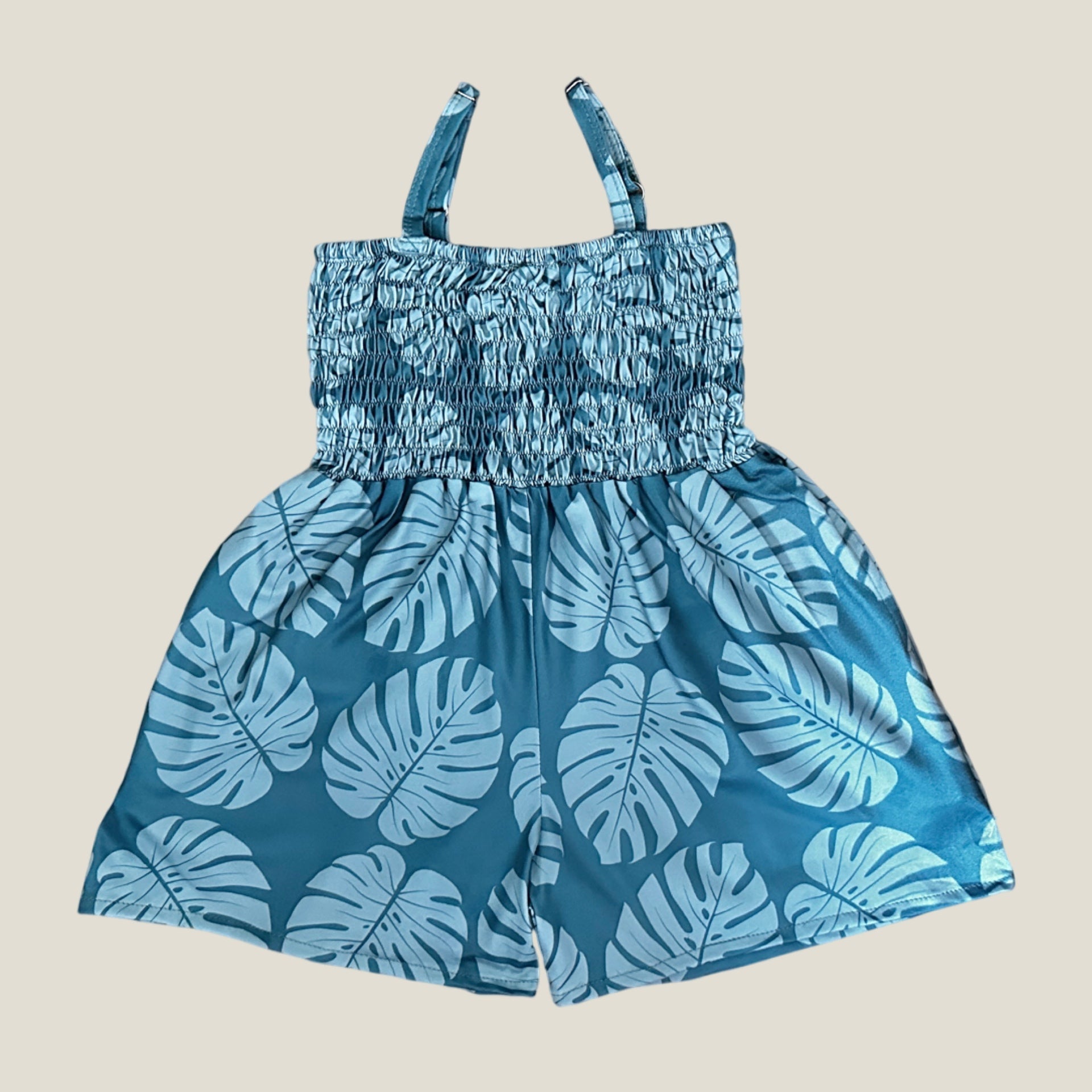 Teal Monstera Kaia romper - Sweet Sweet Honey Hawaii