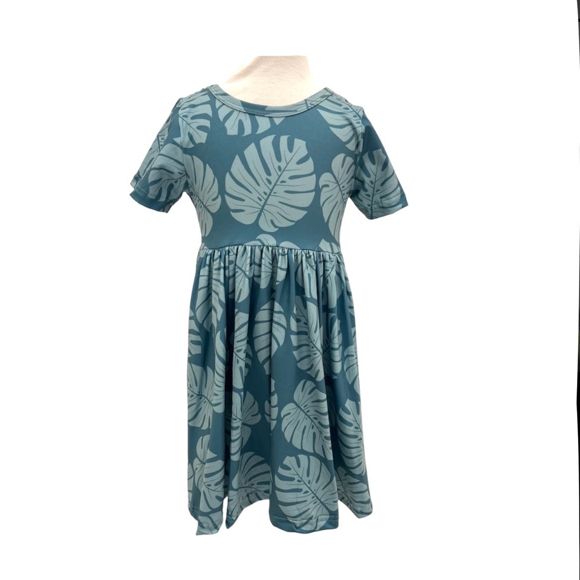 Teal Monstera Tee Dress - Sweet Sweet Honey Hawaii