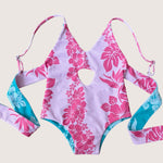 Teal/Pink Mauna Lani Peek - a - Boo reversible Swimsuit - Sweet Sweet Honey Hawaii