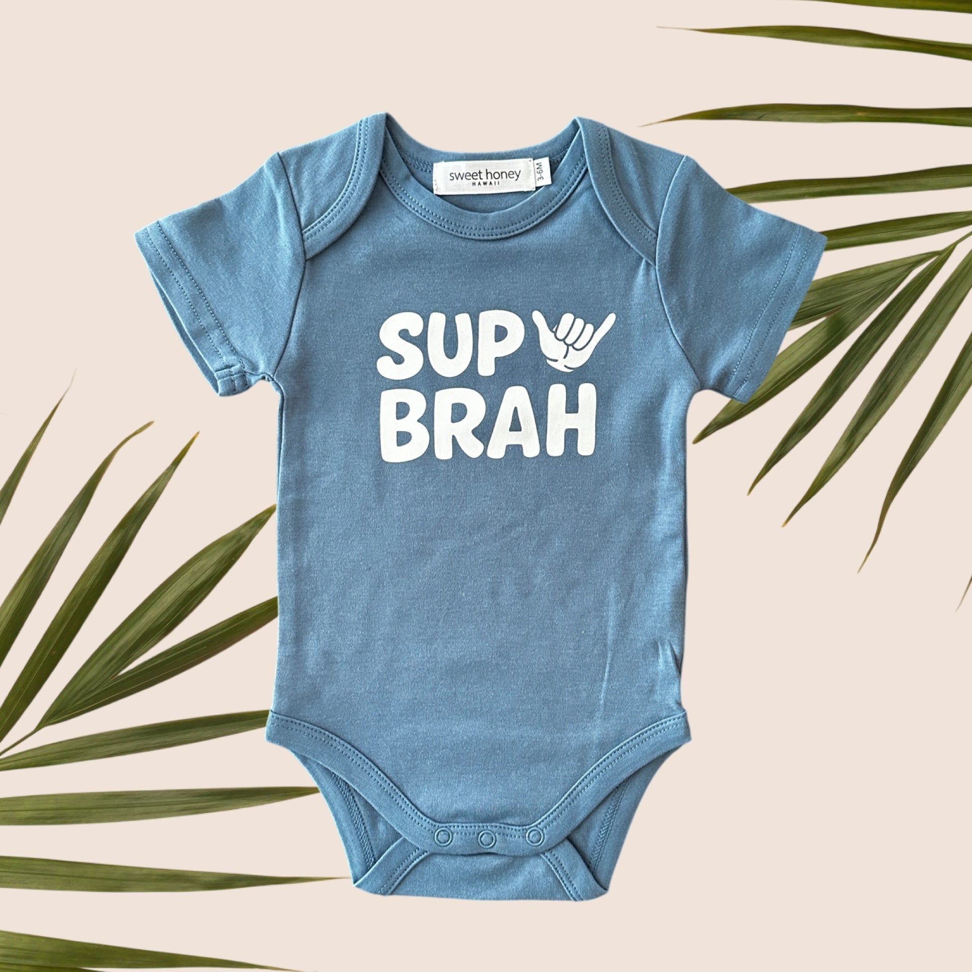 White Sup Brah Blue Onesie - Sweet Sweet Honey Hawaii