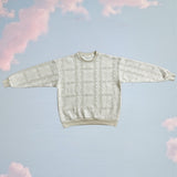 Women's Grey Quilt Crewneck Sweater - Sweet Sweet Honey Hawaii
