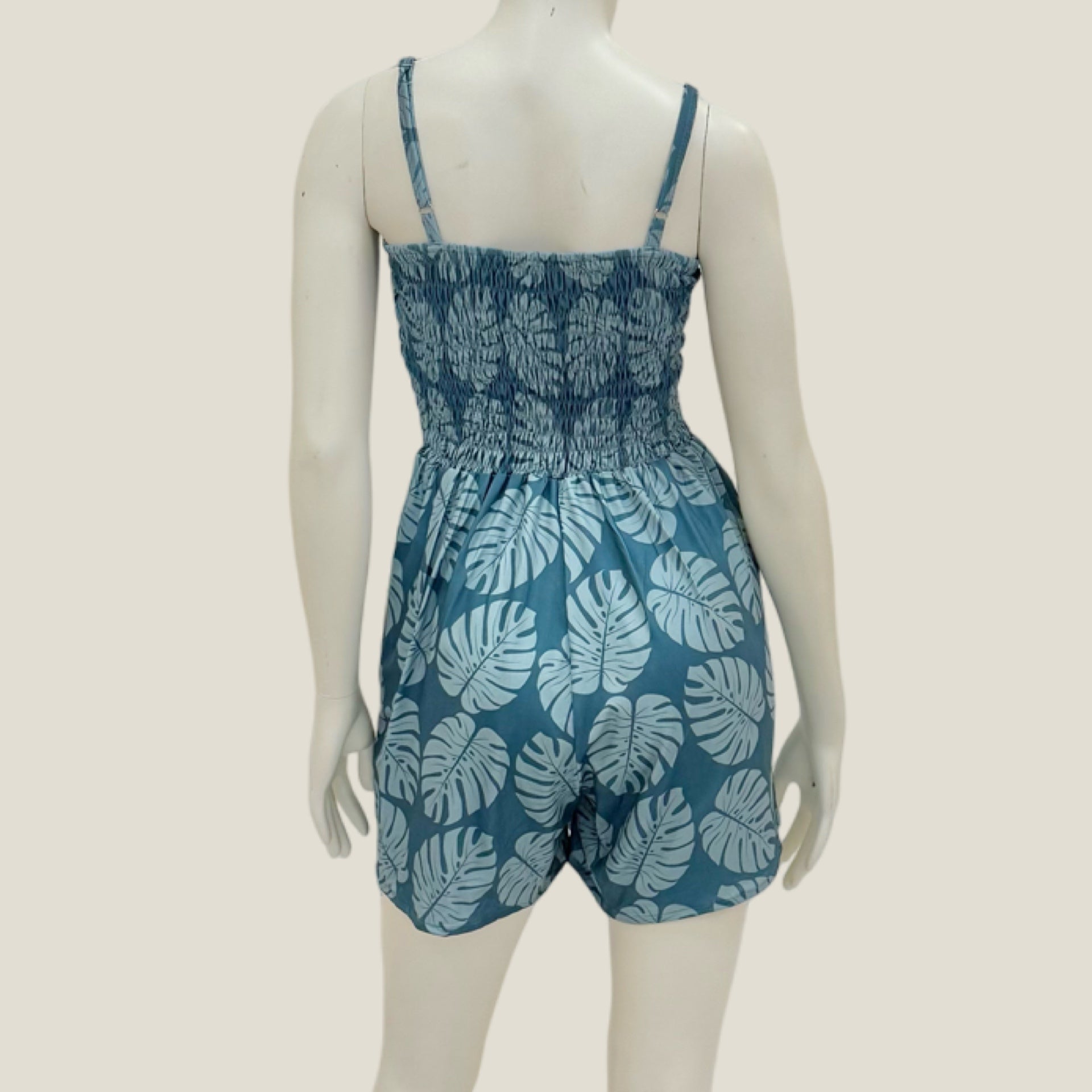 Women's Teal Monstera Kaia Romper - Sweet Sweet Honey Hawaii