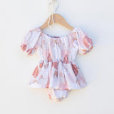 Rainbow Monstera Sleeved Melody Romper - Sweet Sweet Honey Hawaii